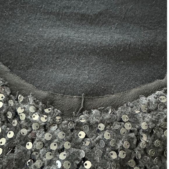 LA FEE MARABOUTEE Dress 1 US XS Black Long Sleeve Mini Sequins Holiday Glam - Picture 9 of 15